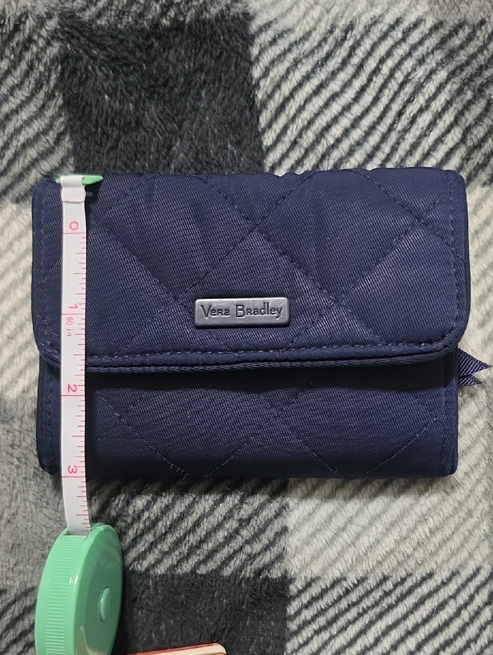 Vera Bradley Navy Blue Riley Quilted Compact Trifold Wallet - Picture 6 of 6